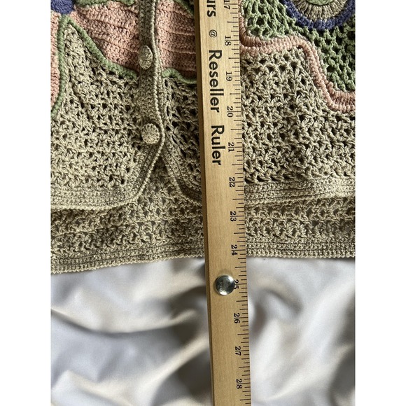 Sigrid Olsen Sport Sweater Vest‎ Womens Large Knit Floral Boho Crochet Linen - Picture 10 of 11